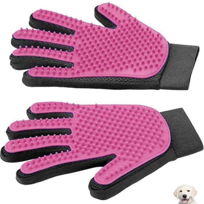 Pet Hair Combing Brush Gloves-Paw Print Pad