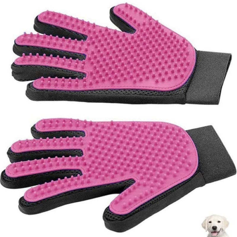 Pet Hair Combing Brush Gloves-Paw Print Pad