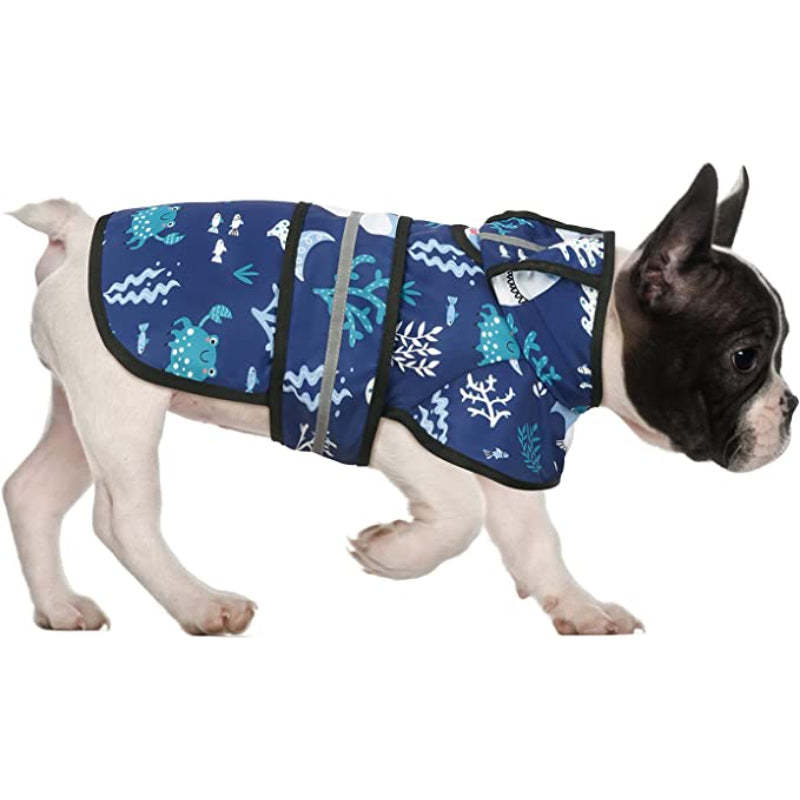 Raincoat Hooded Slicker Poncho For Dogs And Puppies-Paw Print Pad