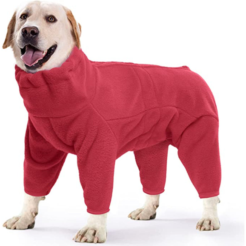 Dog Winter Coat Soft Fleece Pullover Pajamas, Pet Outfit Clothes-Paw Print Pad