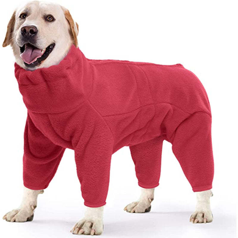 Dog Winter Coat Soft Fleece Pullover Pajamas, Pet Outfit Clothes-Paw Print Pad