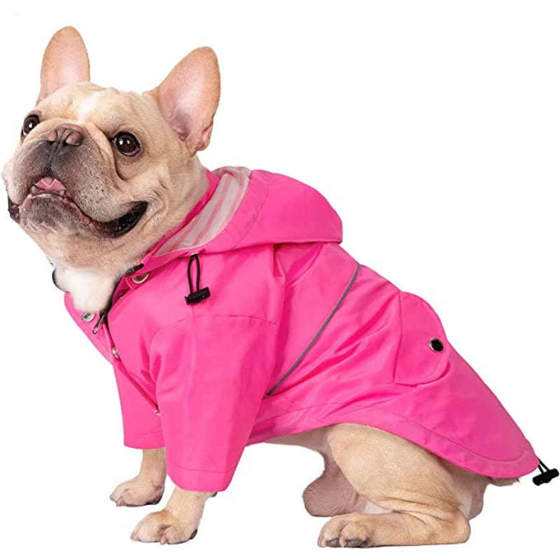 Dog Raincoat Double Layer Zip Rain Jacket With Hood For Small To Large Dogs Yellow - XL-Paw Print Pad