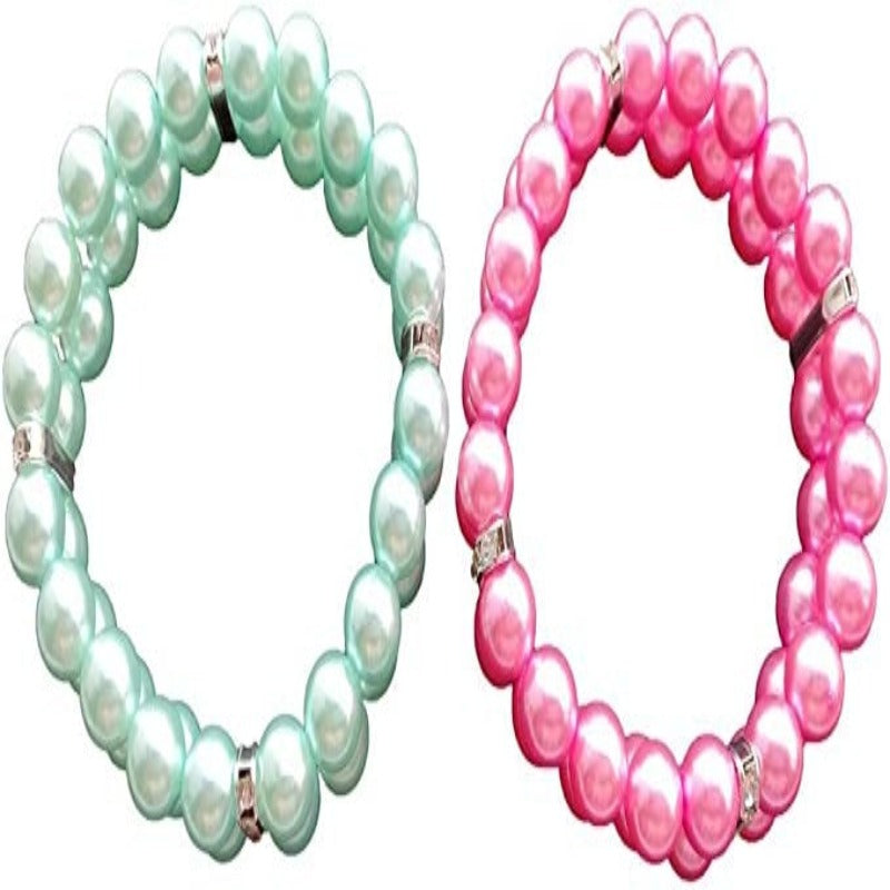 Fashion Two Rows Rhinestone Faux Pearl Elastic Pet-Paw Print Pad