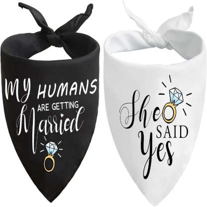 My Humans Are Getting Married She Said Yes Dog Bandana, Wedding Engagement Photos, Pet Scarf Accessories, Pet Accessories For Dog Lovers-Paw Print Pad