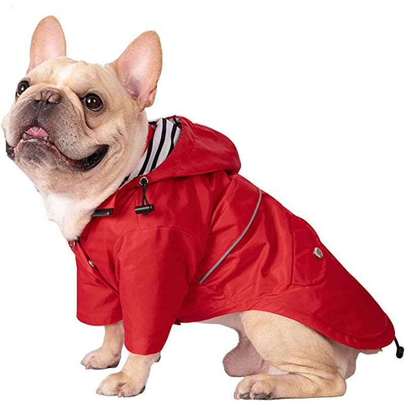 Dog Raincoat Double Layer Zip Rain Jacket With Hood For Small To Large Dogs Yellow - XL-Paw Print Pad