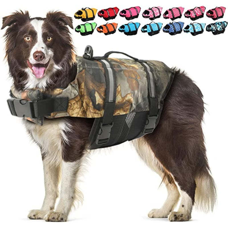 Dog Life Preserver, Dog Flotation Vest For Swimming-Paw Print Pad