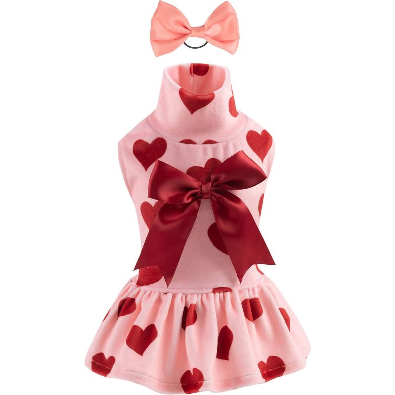 Green Dress Velvet For Small Dogs Girl Puppy Dresses Clover Dog Clothes-Paw Print Pad