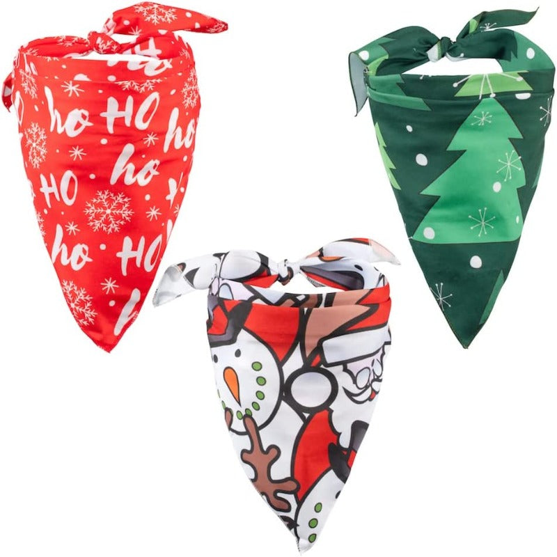 St. Patrick's Day Dog Bandanas 3-Pack Lucky Shamrock Clover Bandanna-Paw Print Pad