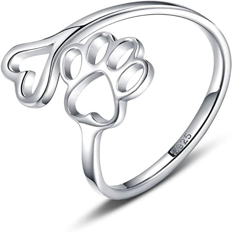 Puppy Paw Print Ring Heart Shaped Jewellery-Paw Print Pad