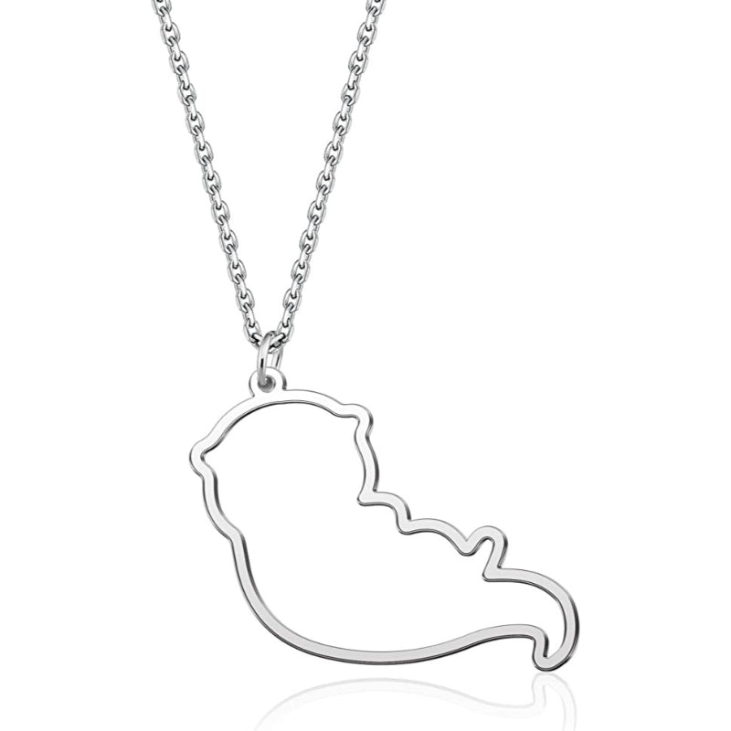 Silver Pet Dog Cat Animal Dinosaur Necklace Personalized-Paw Print Pad