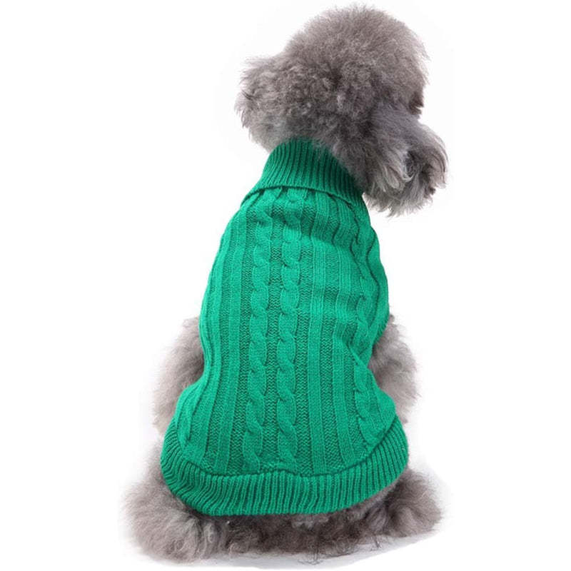 Small Dog Knitted Pet Sweater Warm Dog Sweatshirt Dog Winter Clothes-Paw Print Pad