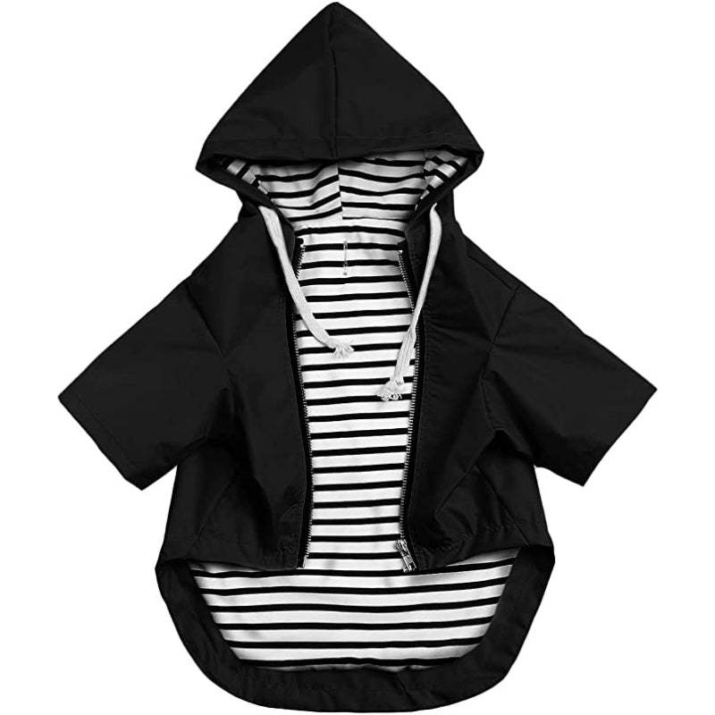 Dog Raincoat Waterproof Puppy Rain Jacket With Hood Reflective Strap-Paw Print Pad