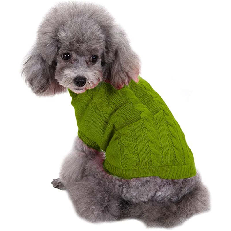 Small Dog Knitted Pet Sweater Warm Dog Sweatshirt Dog Winter Clothes-Paw Print Pad