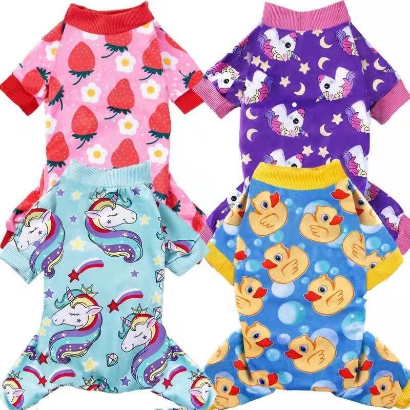 4 Piece Dog Pajamas For Small Dogs Pjs Clothes Puppy Onesies Outfits For Doggie Christmas Shirts Sleeper For Pet-Paw Print Pad