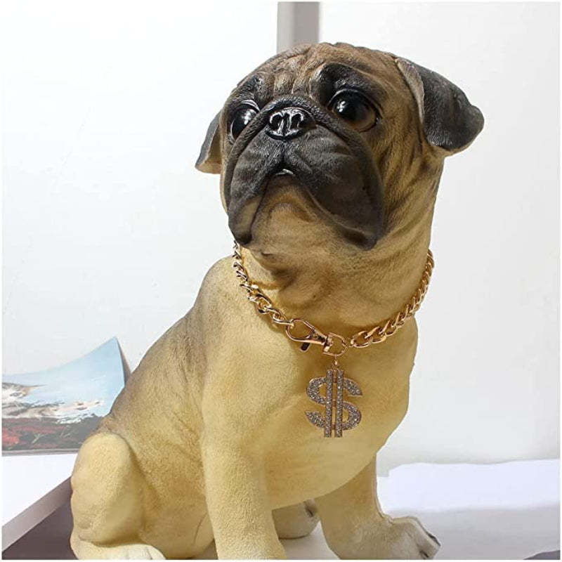 Gold Link Chain Punk Pearl Necklace For Dogs-Paw Print Pad