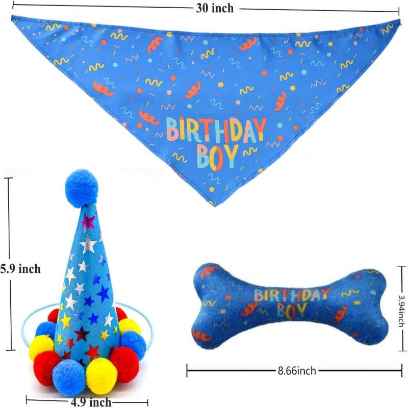 Dog Birthday Bandana Hat Toy Set Accessories And Decoration-Paw Print Pad