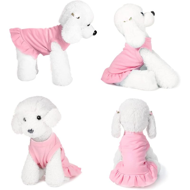 6 Pieces Dog Dresses Dog Shirt Skirt Dog Sleeveless Dress Breathable Pet Shirts with Ruffles Dog Sundress Dog Outfits for Dogs and Cats-Paw Print Pad
