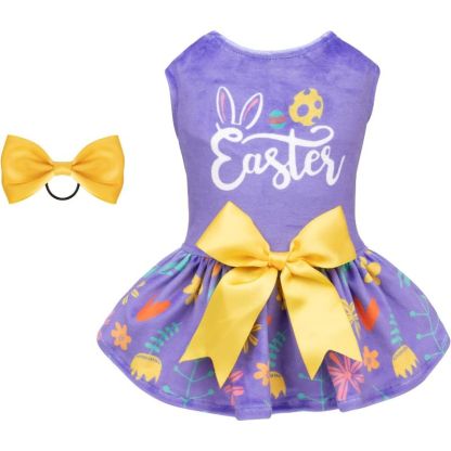 Green Dress Velvet For Small Dogs Girl Puppy Dresses Clover Dog Clothes-Paw Print Pad