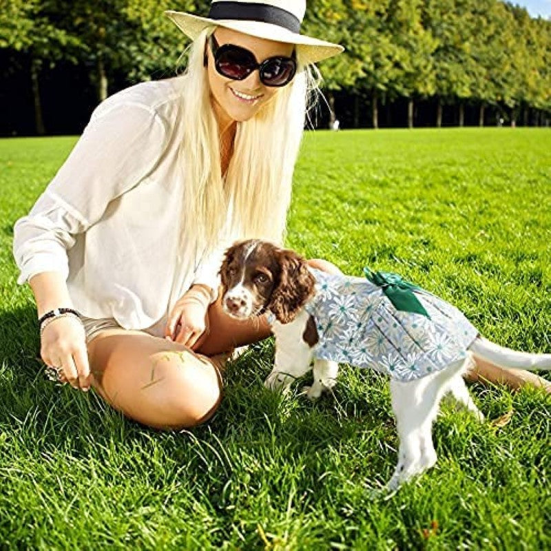 4 Pieces Dog Bowknot Floral Dress Pet Princess Dress Dog Sundress Dog Princess Dress Puppy Summer Dress For Small Pets Dogs Puppy Cats-Paw Print Pad