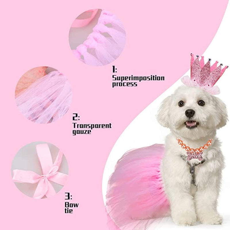 Dog Birthday Party Supplies with Birthday Banner Pull Flag, Crown Cap-Paw Print Pad