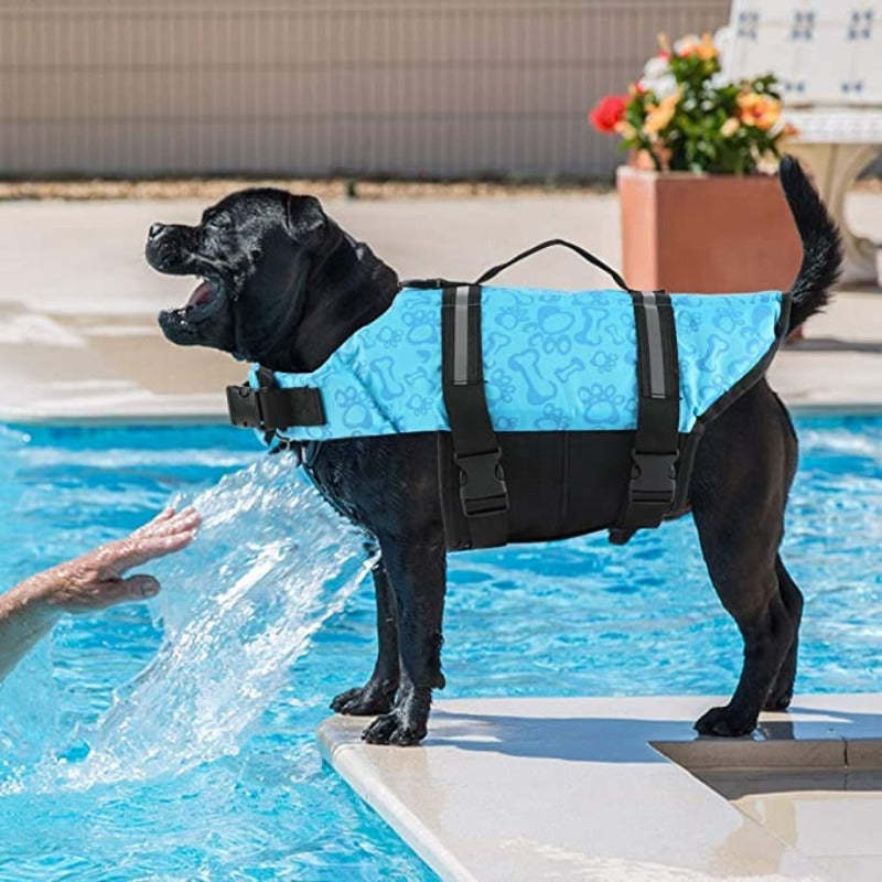 Dog Life Preserver, Dog Flotation Vest For Swimming-Paw Print Pad