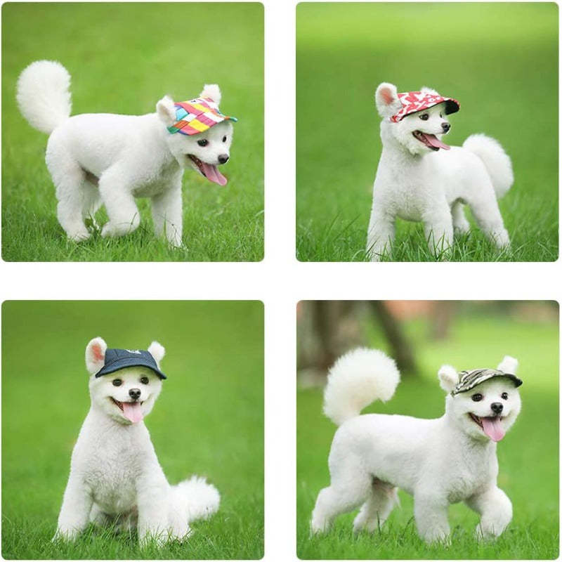 Baseball Caps Hats With Neck Strap Adjustable Comfortable Ear Holes For Small Medium And Large Dogs In Outdoor Sun Protection-Paw Print Pad
