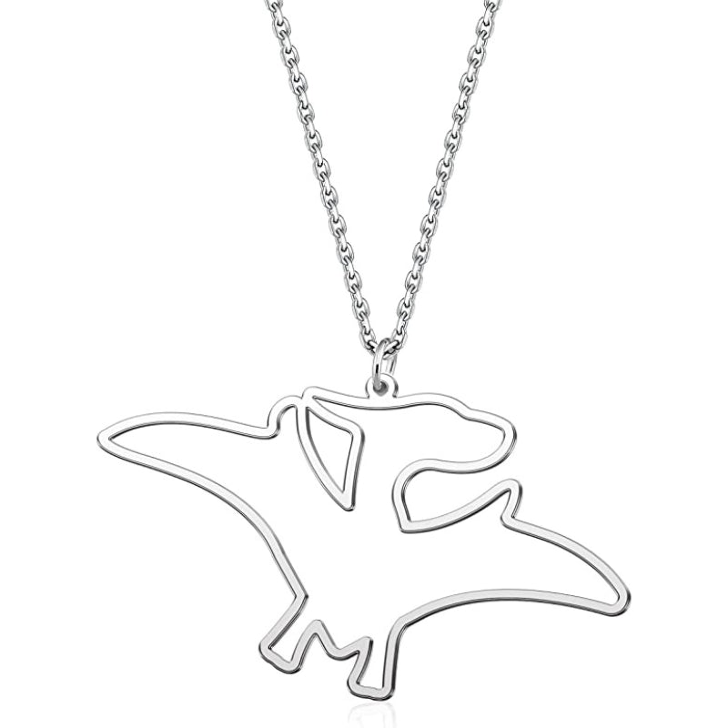 Silver Pet Dog Cat Animal Dinosaur Necklace Personalized-Paw Print Pad