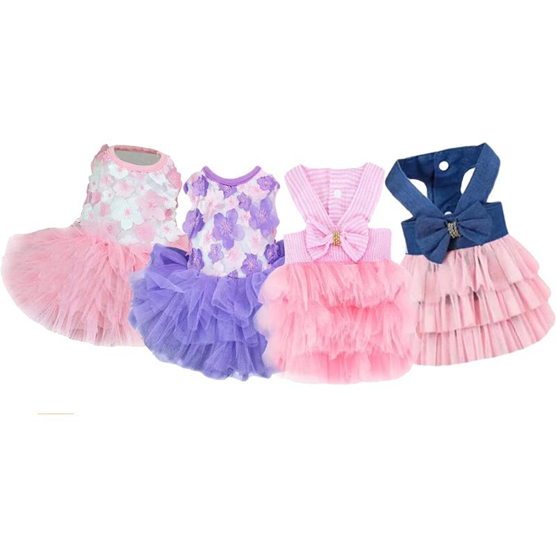 Pet Dog Clothes, Striped Mesh Puppy Dog Princess Dresses-Paw Print Pad