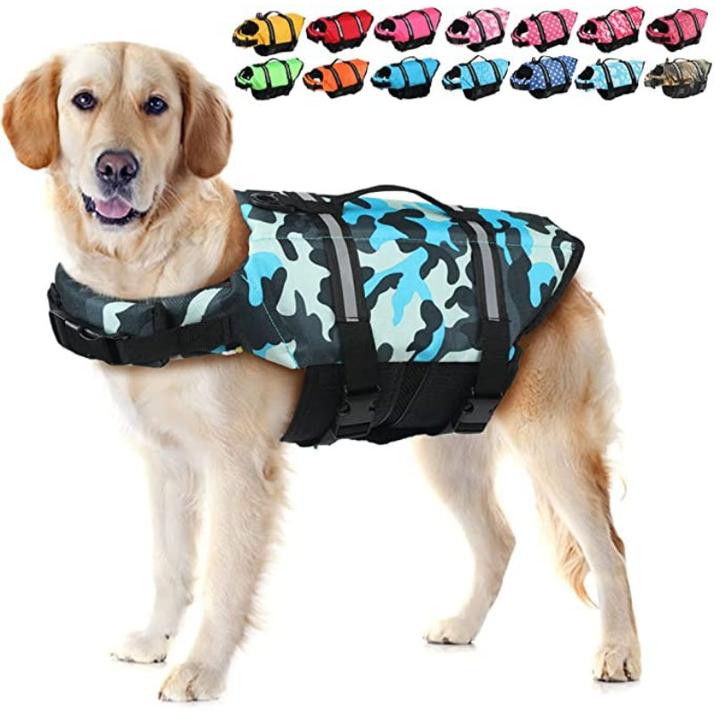 Dog Life Preserver, Dog Flotation Vest For Swimming-Paw Print Pad