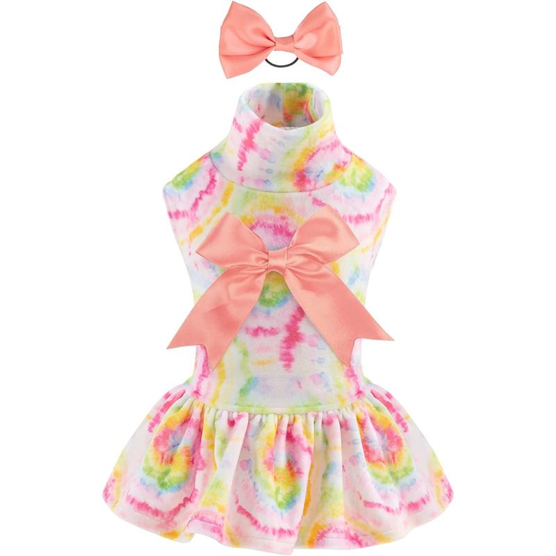 Green Dress Velvet For Small Dogs Girl Puppy Dresses Clover Dog Clothes-Paw Print Pad