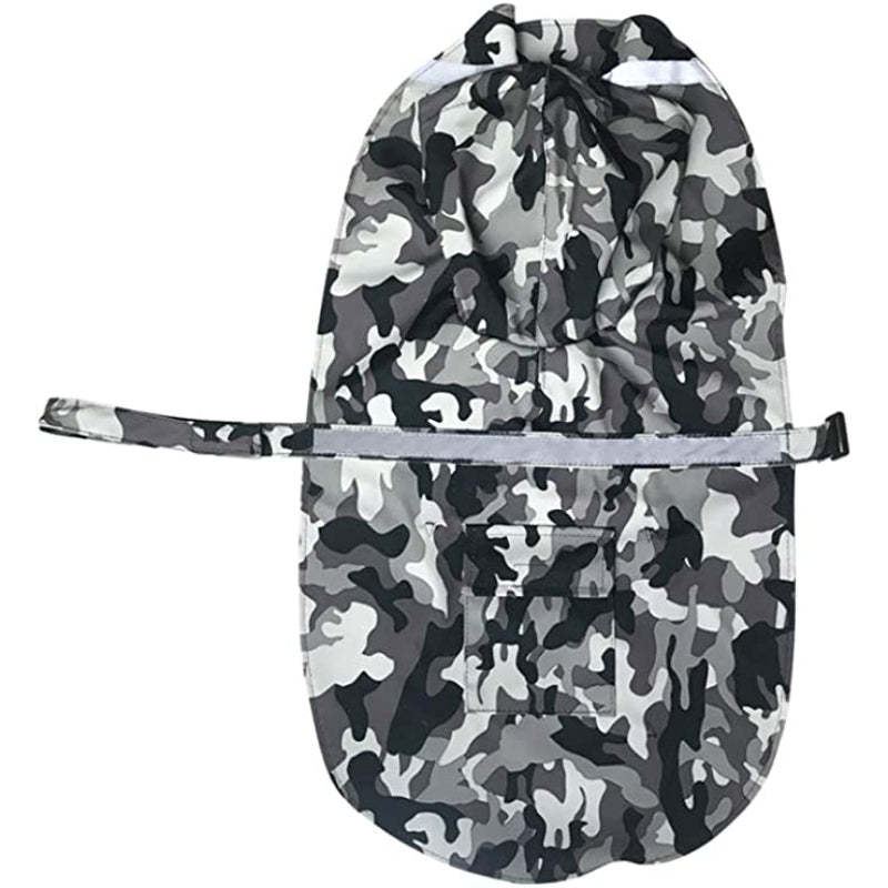 Large Dog Raincoat Adjustable Pet Water Proof Clothes Lightweight Rain Jacket Poncho Hoodies With Strip Reflective-Paw Print Pad