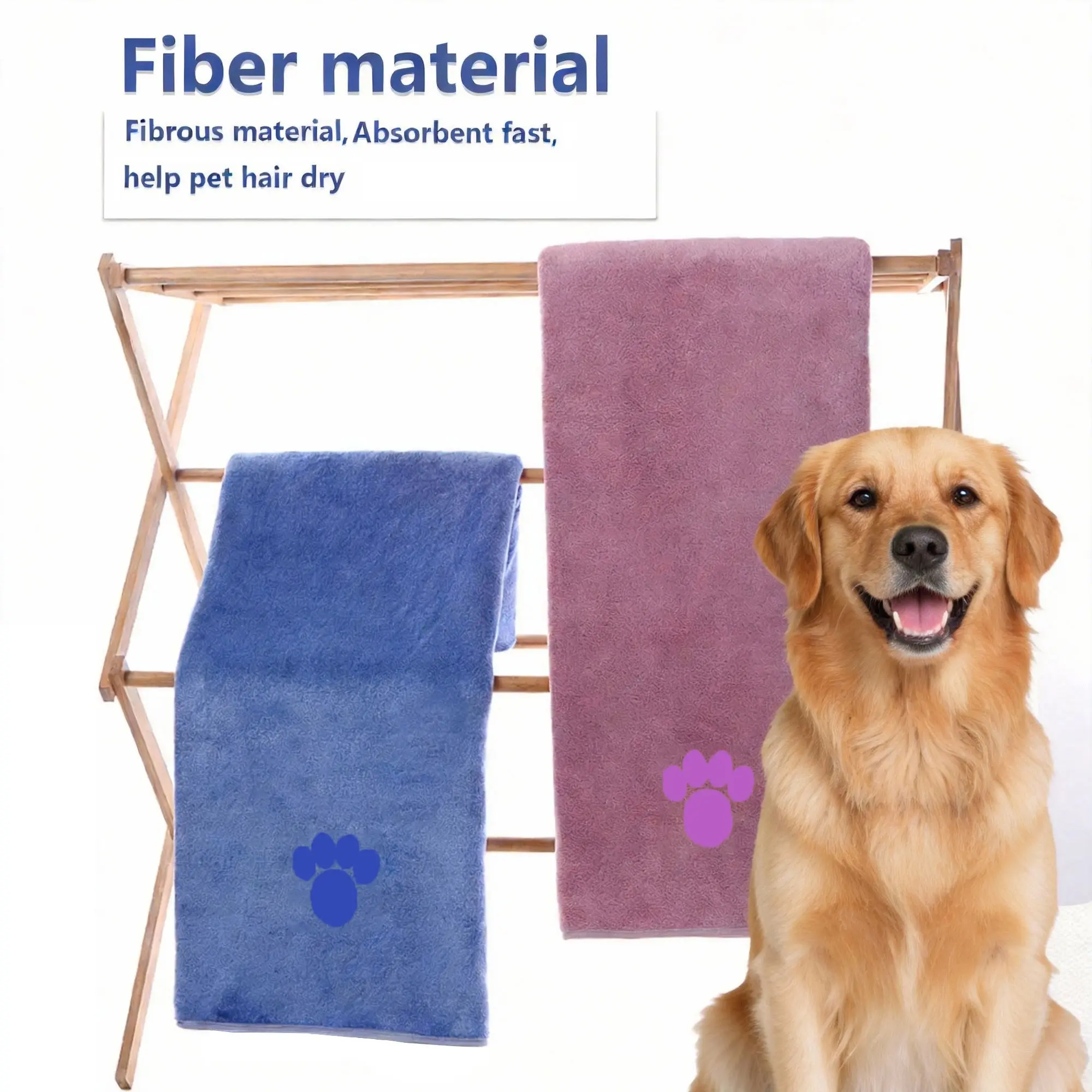Super-Absorbent Quick-Dry Microfiber Pet Bathing Cloth for Dogs and Cats, Embroidered Paw Design Pet Towel, Ideal for Grooming #GLOBAL PICKS