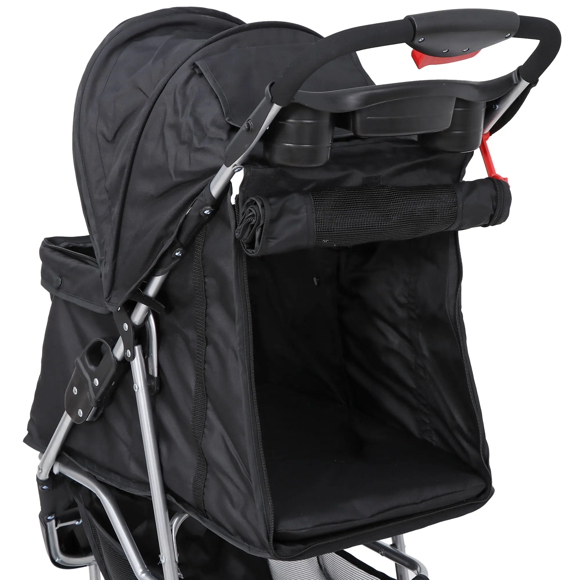 Segawe Foldable 3-Wheel Pet Stroller - Durable Metal-Frame Outdoor Travel Carrier for Dogs & Cats, Zippered Fabric Design with Storage Basket, 21.3 in x 13 in x 20.9 in Stable Structure, 33 Lbs