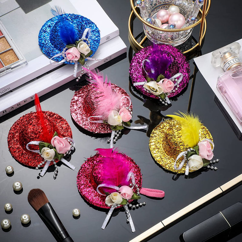 Chicken Hats For Hens Tiny Pets Funny Halloween Accessories Feather Top Hat With Adjustable Elastic Chin Strap-Paw Print Pad