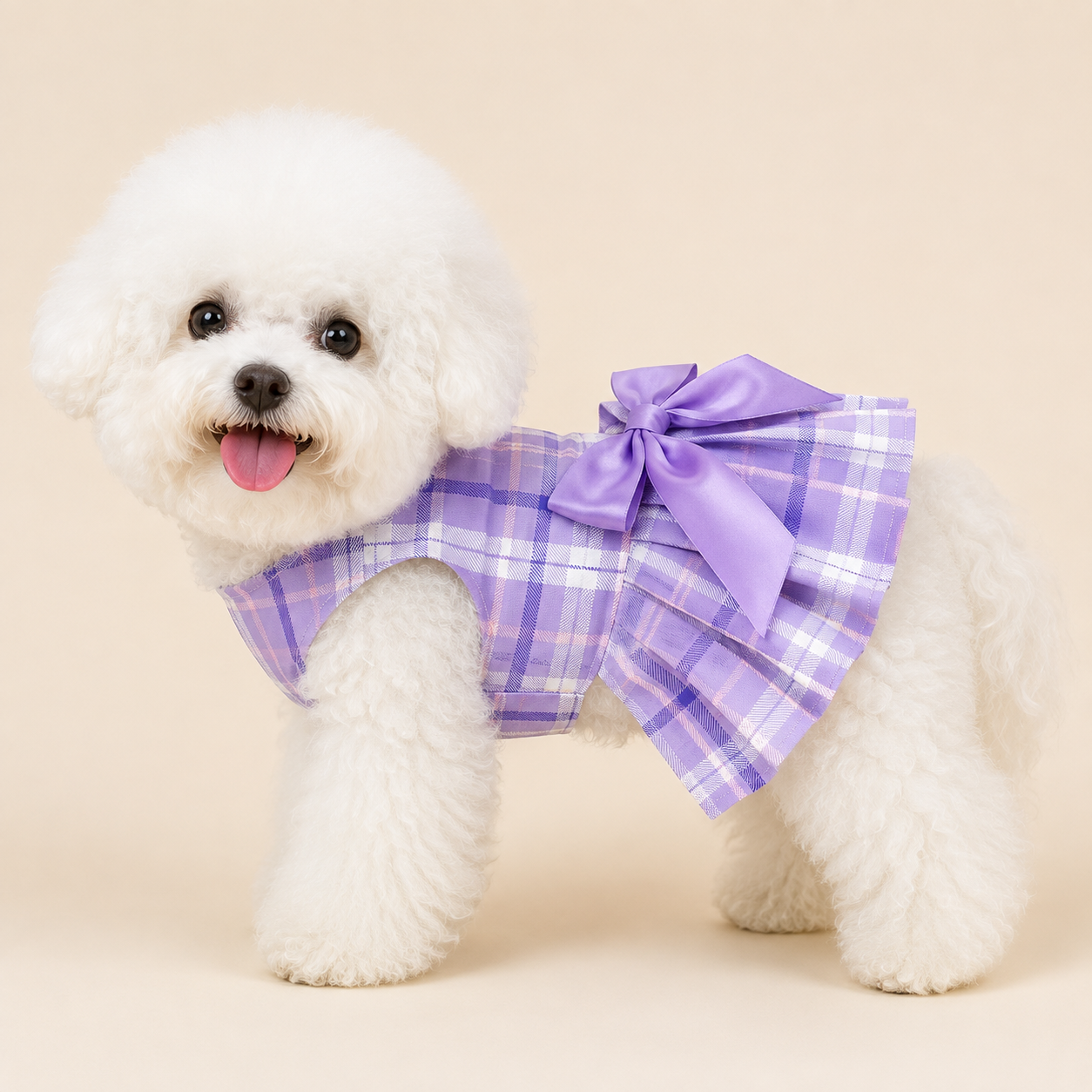 Summer Pack Of 4 Bowknot Plaid Dresses For Dogs