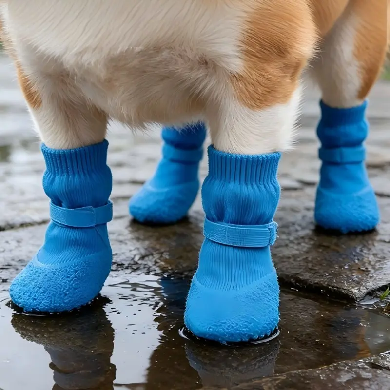 Pack Of 4 Waterproof Dog Rain Boots With Non Slip Sole For Pets