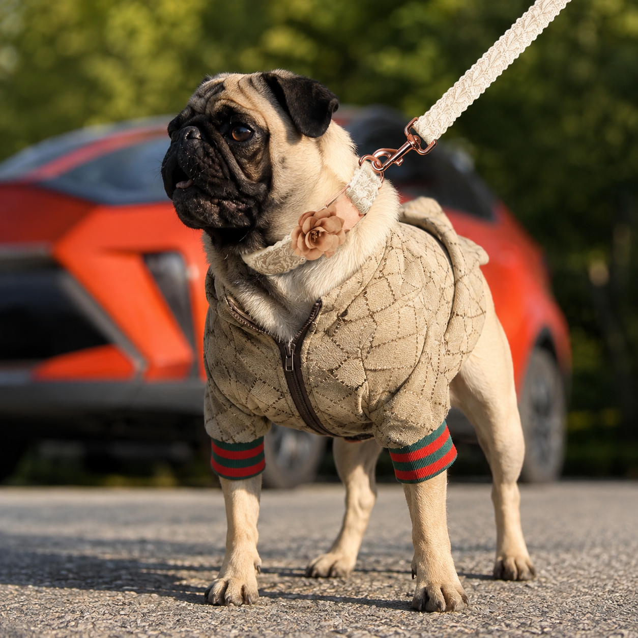 Vintage Winter Fashion Dog Hoodie With Zipper