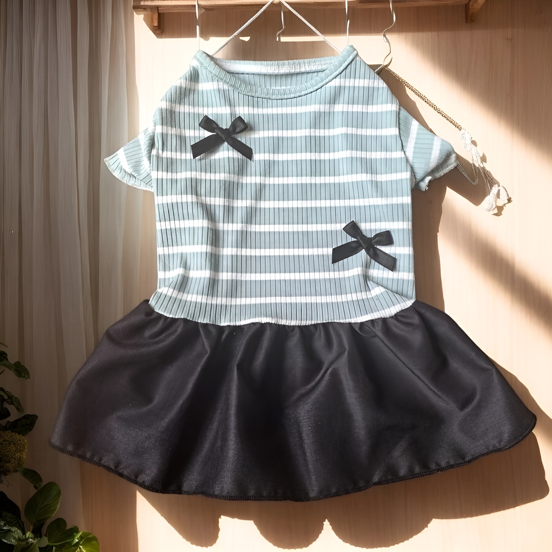 Striped Pet Dress With Bow For Small Dogs Summer Outfit
