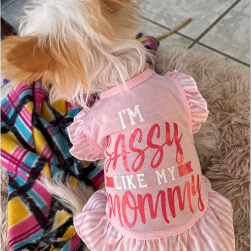 4 Pieces Pet Dog Dress Dog Clothes Girl Puppy Shirt Yorkie Clothes Doggie Dress Dog Apparel For Small Dogs And Cats-Paw Print Pad