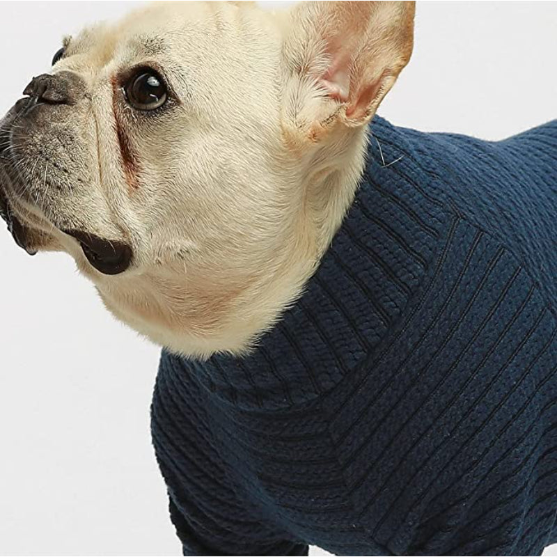 Turtleneck Knitted Dog Sweater Puppy Pajamas Thermal Doggie Winter Clothes Knitwear Pet Coats Cat Apparel Green Small-Paw Print Pad