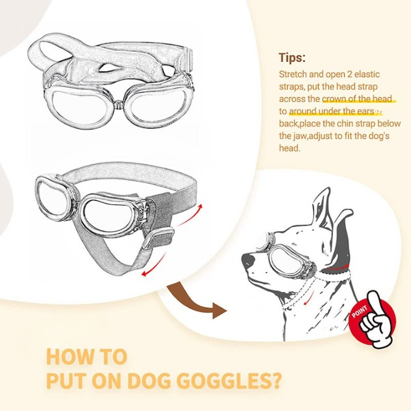 Dog Sunglasses Small Breed Dogs Goggles UV Protection Eye Wear Windproof Anti-Fog Pet Glasses For Doggy About Over 5lbs, White-Paw Print Pad