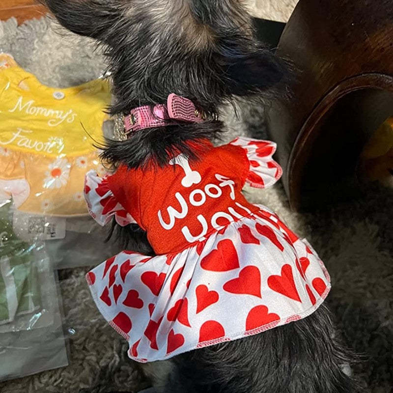 4 Pieces Dog Dress Dog Clothes For Small Dogs Girl Dog Clothes Flower Dog Dresses For Small Dogs-Paw Print Pad