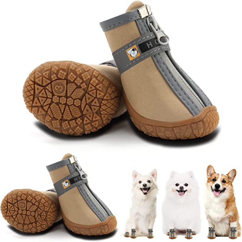 Dog Shoes For Small Dogs Boots, Breathable Dog Booties Paw Protector For Hot Pavement Winter Snow Hiking Booties 4pcs-Paw Print Pad