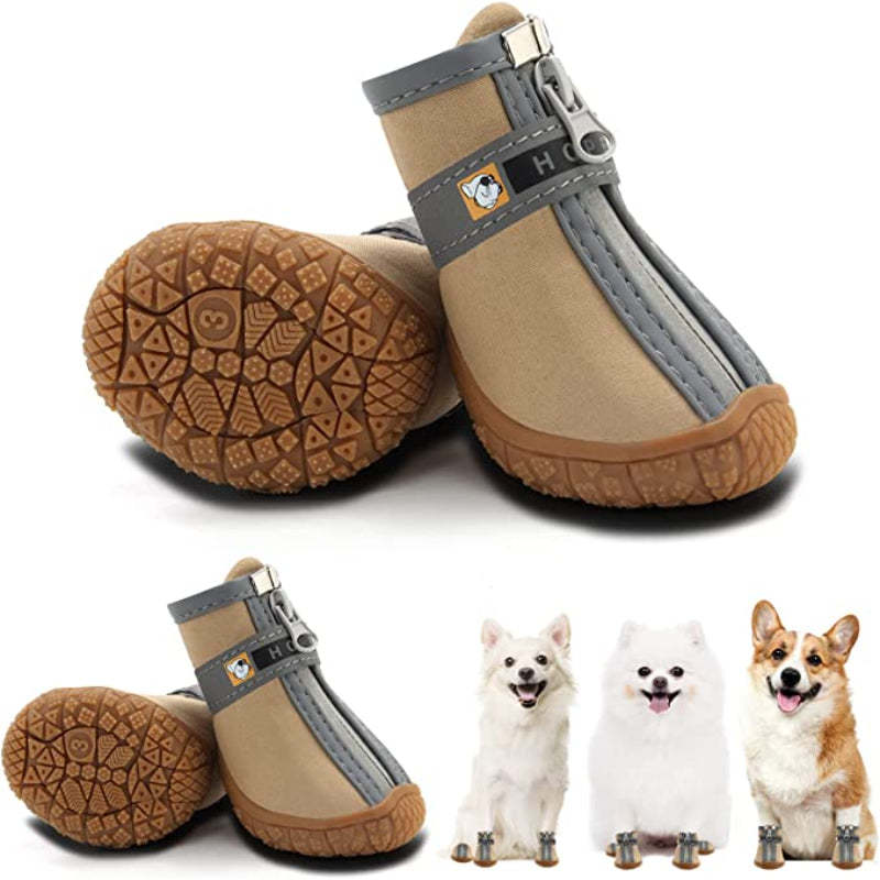 Dog Shoes For Small Dogs Boots, Breathable Dog Booties Paw Protector For Hot Pavement Winter Snow Hiking Booties 4pcs-Paw Print Pad