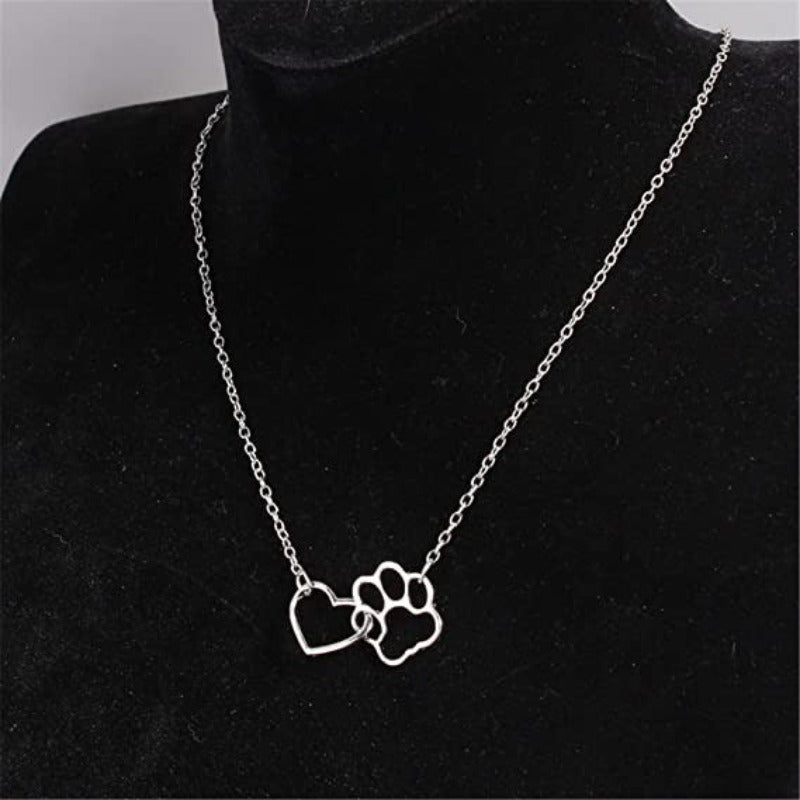 Classy Necklace Gold And Silver Plated-Paw Print Pad