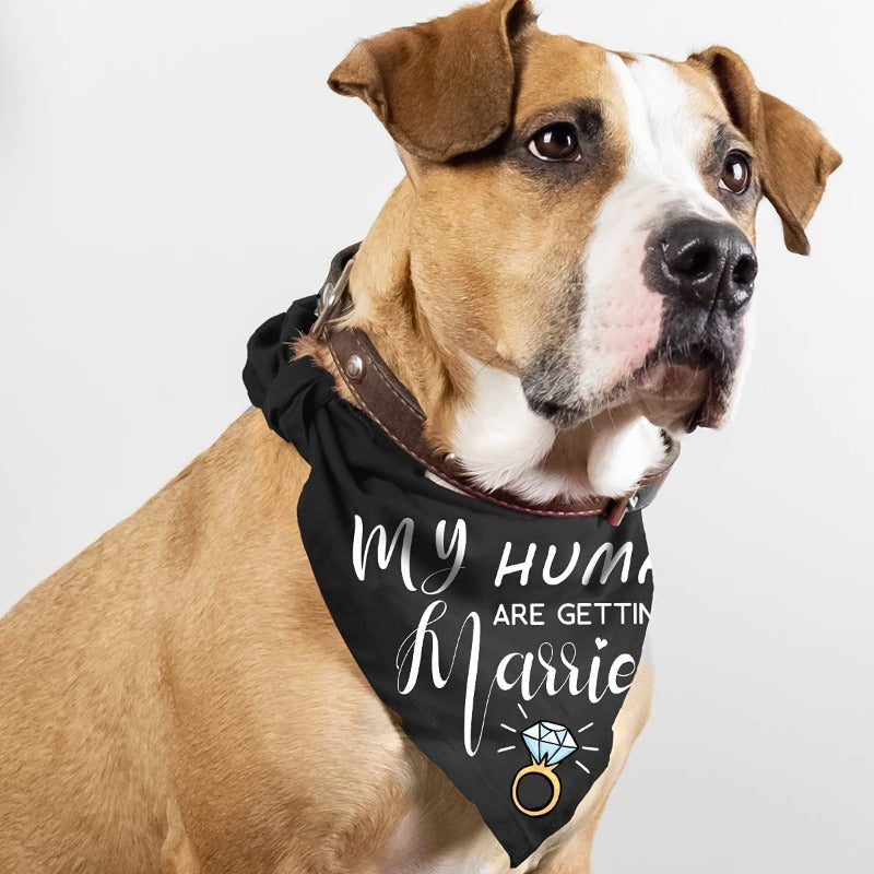 My Humans Are Getting Married She Said Yes Dog Bandana, Wedding Engagement Photos, Pet Scarf Accessories, Pet Accessories For Dog Lovers-Paw Print Pad