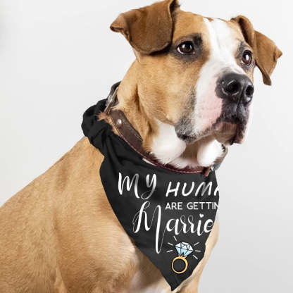 My Humans Are Getting Married She Said Yes Dog Bandana, Wedding Engagement Photos, Pet Scarf Accessories, Pet Accessories For Dog Lovers-Paw Print Pad
