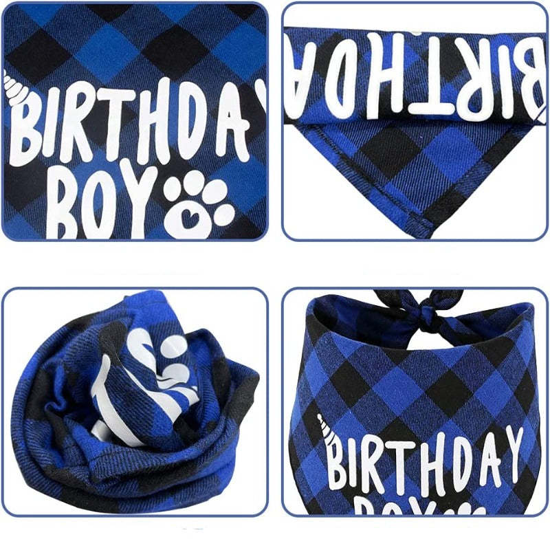 Dog Birthday Party Supplies, Boy Dog Birthday Bandana Scarf And Dog Birthday Hat With Number-Paw Print Pad