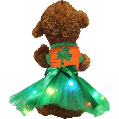 Sequins Clover Puppy Dog Dress-Paw Print Pad