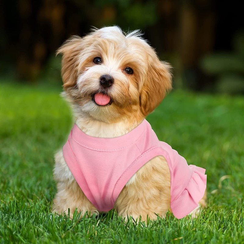 6 Pieces Dog Dresses Dog Shirt Skirt Dog Sleeveless Dress Breathable Pet Shirts with Ruffles Dog Sundress Dog Outfits for Dogs and Cats-Paw Print Pad